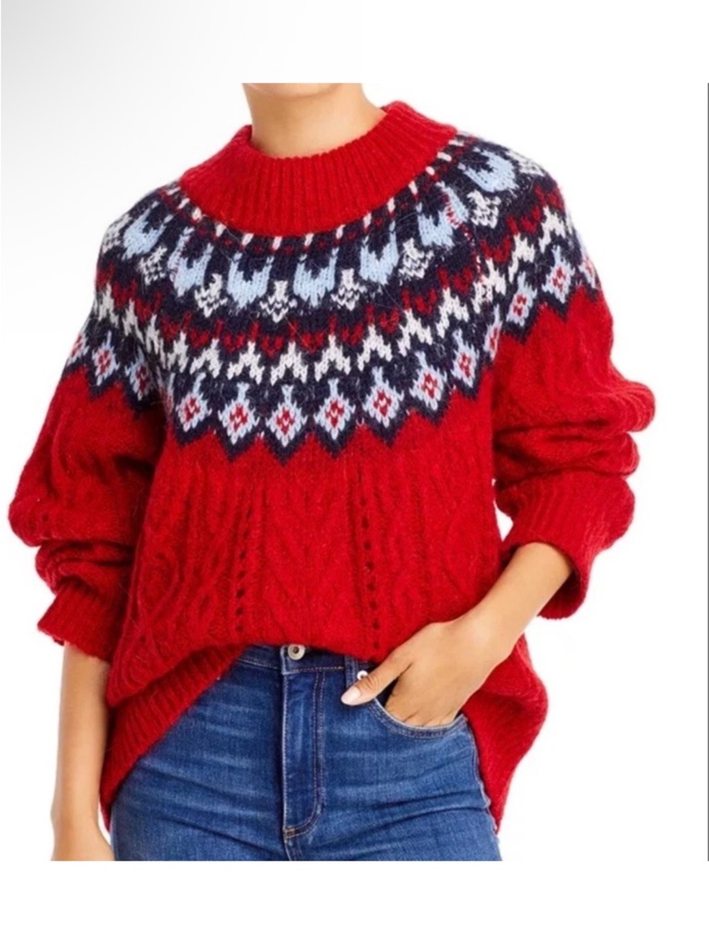 Rag Bone Red Willow Fair Isle Sweate L/XL
